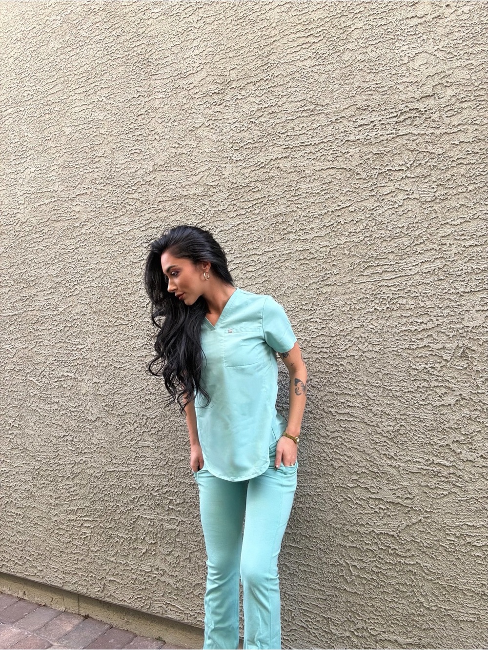 Fabletics Women’s Short Sleeve V-Neck Top in Aqua